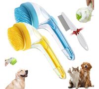 Graddi Soothawash Pro, 2025 New 2 in 1 Dog Bath Brush with Built-In Shampoo Dispenser, Grooming Massage Brush for Long Short Haired Dogs Cats Shower Supplies Set (Blue+Yellow)
