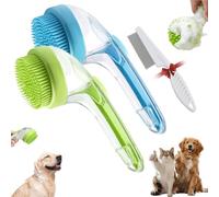 Graddi Soothawash Pro, 2025 New 2 in 1 Dog Bath Brush with Built-In Shampoo Dispenser, Grooming Massage Brush for Long Short Haired Dogs Cats Shower Supplies Set (Green+Blue)