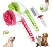 Graddi Soothawash Pro, 2025 New 2 in 1 Dog Bath Brush with Built-In Shampoo Dispenser, Grooming Massage Brush for Long Short Haired Dogs Cats Shower Supplies Set (Red+Green)
