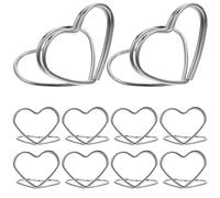 GRADENEVE 10 Clips en Métal de Cœur Argentés pour Décoration de Table Mariage, Support de Carte de Table Solide et Élégant, Lot de 10 Pièces