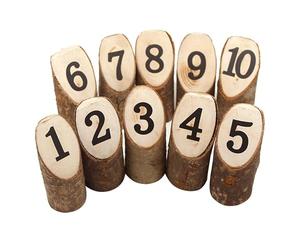 GRADENEVE 10pièces Chiffres Rondins de Bois Naturels Décoration Rustique pour Table Mariage Anniversaire Fête à Imprimés Rondins de Bois Brut avec Écorce Lot
