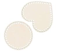 GRADENEVE 2 pièces Fond Panier Bois Naturel Base Tressage Panier Crochet Forme Cercle et Cœur pour Fond Sac Au Crochet DIY Accessoires Tricot et Rangement