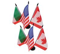 GRADENEVE 2ensemble Miniature Usa Canada Mexico Table Flags With Plastic Pole Holders Small Desktop Drapeaux Américain Canadien Mexicain pour Bureau Réunion Décoration Internationale