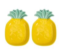 GRADENEVE 2pcs Assiette à Sauce Soja en Céramique Légère et Portable, Design Ananas Créatif pour Restaurants et Boutiques Alimentaires, Facile à Transporter et Ranger