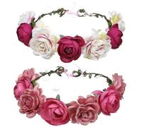 GRADENEVE 2pcs Bandeaux Fleurs Artificielles Rouges en Tissu pour Mariage Élégants et Créatifs, Coiffure Instantanée, Décoration de Tête pour Photographie et Fête