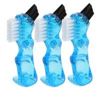 GRADENEVE 3 Pièces Brosses pour Prothèse Dentaire Mini Double Embout Poils Modérément Durs en Fibre Pp, Portables pour Nettoyage Gouttière Dentaire à Domicile Voyage
