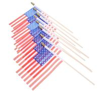 GRADENEVE 40 Pièces Petits Drapeaux Américains à Main Bâton en Bois et Polyester, Fête du 4 Juillet et Créer une Ambiance Patriotique