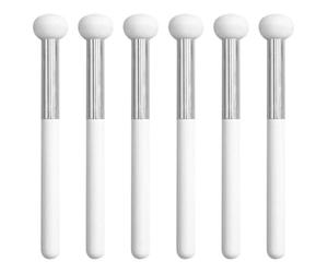 GRADENEVE 6pièces Pinceau Correcteur Éponge Maquillage Petit Format Portable Manche Blanc Brosse Anticerne pour Visage Nez Paupières Éponge Naturelle