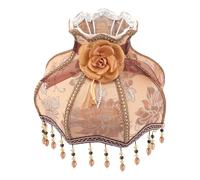 GRADENEVE Abat-jour en Tissu Style Victorien Rétro Pampilles, Grand Format, Protection Décorative pour Lampe de Table, Salon ou Chambre, Coloris Café Élégant