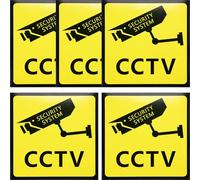 GRADENEVE Autocollants de Vidéosurveillance pour Adhésifs Lot de 5 Jaunes Forte Adhérence et Couleurs Porte et Vitre de Propriété