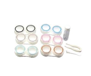 GRADENEVE Boîte de Rangement pour Lentilles de Contact Portable en PP avec 6 Compartiments, Design à Clapet, Bouteille, Pince et Ventouse, Maison Table