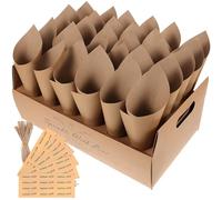 GRADENEVE Boîte Porte-Cornets Gaufrés en Papier Kraft Brun 30 Alvéoles Support Plateau à Cônes Confettis Mariage, Pétales en Papier, Articles de Fête Décoratifs et Réutilisables