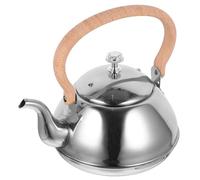 GRADENEVE Bouilloire Électrique en Acier Inoxydable avec Anse en Bois 1,5l Capacité Grosse pour Infusion de Thé Maison et Bureau Design Classique et Robuste Finition Polie Argenté