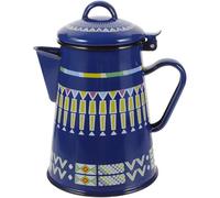 GRADENEVE Bouilloire Émaillée Rustique 1,2l pour Café du Matin et Vin Chaud, Manche Portatif, Compatible Gaz, Théière Lait Bleu Vintage