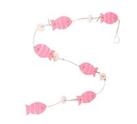 GRADENEVE Décoration Suspendue Murale en Bois Pendentifs Poissons et Coquillages Roses Ornement Suspendu Décoratif pour Porte et Maison Accessoire Décoratif Naturel et Original