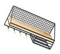 GRADENEVE Étagère Murale Décorative Noire en Fer et Bois, Grosse Capacité, Design Moderne Cuisine et Salle de Bain, Support de Rangement Mural Gain de Place
