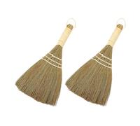 GRADENEVE Lot de 2 Balais en Paille de Riz Petit Balai à Main pour Bureau Cuisine Brosse de Nettoyage pour Sols et Surfaces