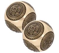 GRADENEVE Lot de 2 Boules de Baoding en Doré 38 Mm, de Massage Traditionnelles à Six Faces Gravées, pour Libérer la Tension, Renforcer la Main et Relaxation Zen à Domicile ou Bureau