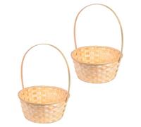 GRADENEVE Lot de 2 Paniers Tressés en Bambou Anse, Paniers de Fleurs Créatifs pour Décoration Intérieure, Rangement Naturel et Attrayant