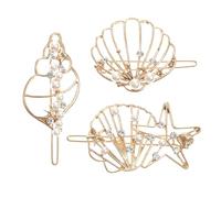 GRADENEVE Lot de 3 Pinces à Cheveux Coquillage en Métal avec Perles, Clips Décoratifs Ivoire de Mer, Accessoires Cheveux Femme, Coiffure Mariage, Fête, Barrette Élégante et Légère