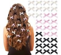 GRADENEVE Lot de 30 Pinces à Cheveux Nœud en Polyester Léger, Mini Pinces Crocodiles pour Femmes, Maintien des Cheveux Style Élégant Quotidien