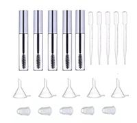 GRADENEVE Lot de 5 Set de Set de Tubes Mascara Vides 12ml avec Brosse, 5 Entonnoirs en Plastique et 5 Pipettes de Transfert pour Maquillage DIY et Huile de Cils
