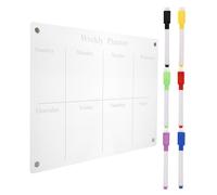 GRADENEVE Tableau Magnétique Acrylique Effaçable à Sec pour Réfrigérateur avec Rappel D'horaire et Liste, Accessoire Pratique pour Planning Semaine, Livré avec 7 Marqueurs