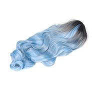 Gradient Blue Wig Wig - Long bouclé Synthétique Résistant à la Chaleur avec Partie Médiane Réglable pour le Cosplay et l'utilisation Quotidienne