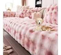 Gradient Color Plush Couch Cover Sofa Cover L Shape with Non-Slip Bottom Super Soft Warm Couch Slipcover for Dogs 1-4 Seats Sofa Seat Cover Wear-Resistant Washable,Pink,70*90cm/27.6*35.4in(Pink,90*180
