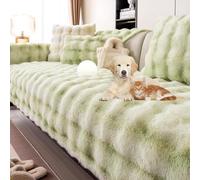 Gradient Color Plush Couch Cover Sofa Cover L Shape with Non-Slip Bottom Super Soft Warm Couch Slipcover for Dogs 1-4 Seats Sofa Seat Cover Wear-Resistant Washable,Pink,70*90cm/27.6*35.4in(Green,90*90