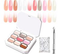 Gradient Gel Set, 9 Colours Nude Pink White Ombre Gel Nail Polish With 50 Nail Sponges, 1 Metal 4 Claw Tweezers And 1 Brush For Diy Nail Art For Salon Or Home Use