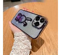 Gradient Glitter Quicksand Rabbit Case Cover for iPhone 14/13/12/11 Pro Max with Lens Protection Film (Purple,For iPhone13 Pro Max)