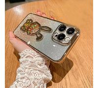 Gradient Glitter Quicksand Rabbit Case Cover for iPhone 14/13/12/11 Pro Max with Lens Protection Film (Gold,For iPhone14 Pro)