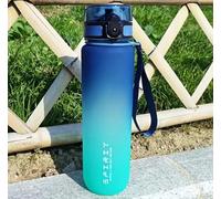 Gradient Gourde avec bouchon à une main, sans BPA, protection contre la poussière et sangle de transport, 1000 ml, motif ombré, bleu, vert