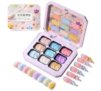 Gradient Nail Gel,9 Color Patting Palette with Sponge,No Wipe,Lasting