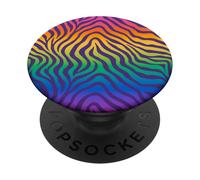 Gradient Rainbow Zebra Stripes Animal Print PopSockets PopGrip Adhésif