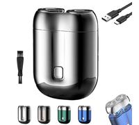 Gradientiscolor 2025 New Upgrade Pocket Shaver USB Mini Shavers, Dual-Head Electric Mini Portable Razor for Men, Rechargeable Waterproof Compact Shaver, for Home Car Travel (Silver)