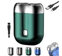 Gradientiscolor 2025 New Upgrade Pocket Shaver USB Mini Shavers, Dual-Head Electric Mini Portable Razor for Men, Rechargeable Waterproof Compact Shaver, for Home Car Travel (Green)