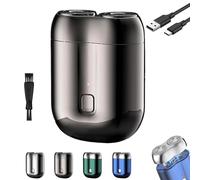 Gradientiscolor 2025 New Upgrade Pocket Shaver USB Mini Shavers, Dual-Head Electric Mini Portable Razor for Men, Rechargeable Waterproof Compact Shaver, for Home Car Travel (Gray)