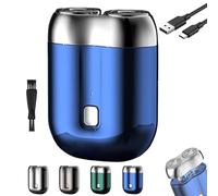 Gradientiscolor 2025 New Upgrade Pocket Shaver USB Mini Shavers, Dual-Head Electric Mini Portable Razor for Men, Rechargeable Waterproof Compact Shaver, for Home Car Travel (Blue)