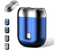 Gradientiscolor 2025 New Upgrade Pocket Shaver USB Mini Shavers, Waterproof, Dual Floating Blades, Ideal for Men’s Travel & Daily Use, With Replacement Blade and Cleaning Brush (Blue)