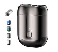 Gradientiscolor 2025 New Upgrade Pocket Shaver USB Mini Shavers, Waterproof, Dual Floating Blades, Ideal for Men’s Travel & Daily Use, With Replacement Blade and Cleaning Brush (Gray)