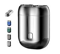 Gradientiscolor 2025 New Upgrade Pocket Shaver USB Mini Shavers, Waterproof, Dual Floating Blades, Ideal for Men’s Travel & Daily Use, With Replacement Blade and Cleaning Brush (Silver)