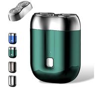 Gradientiscolor 2025 New Upgrade Pocket Shaver USB Mini Shavers, Waterproof, Dual Floating Blades, Ideal for Men’s Travel & Daily Use, With Replacement Blade and Cleaning Brush (Green)