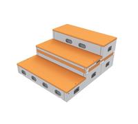 Gradins de chorale portables à 3 niveaux, estrade en escalier pour chorale, plateforme de scène, structure en escalier pour photos de groupe (salle de lise)(Orange)