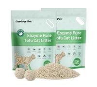 Gradner Pet Litière pour Chats en Tofu, Litière Agglomérante Contrôle des Odeurs avec Enzymes, Jetable dans Les Toilettes, sans Poussière et Légèrement Agglomérante - 9LBS*2