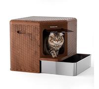 Gradner Pet Maison de Toilette pour Grand Chat, Bac à Litière pour Chat XXL Anti Odeur, Caisse Litière Fermée pour - Compartiment Inférieur Amovible en INOX pour Un Nettoyage Facile