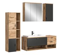 Grado ensemble de meubles de salle de bains 203cm chêneReproduction,mat gris.