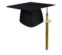 GraduatePro 2026 Chapeau de Graduation Adulte Noir Mat Capuchon de diplôme d'études collégiales Noir-Or