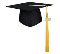 GraduatePro 2026 Chapeau de Graduation Adulte Noir Mat Capuchon de diplôme d'études collégiales Or